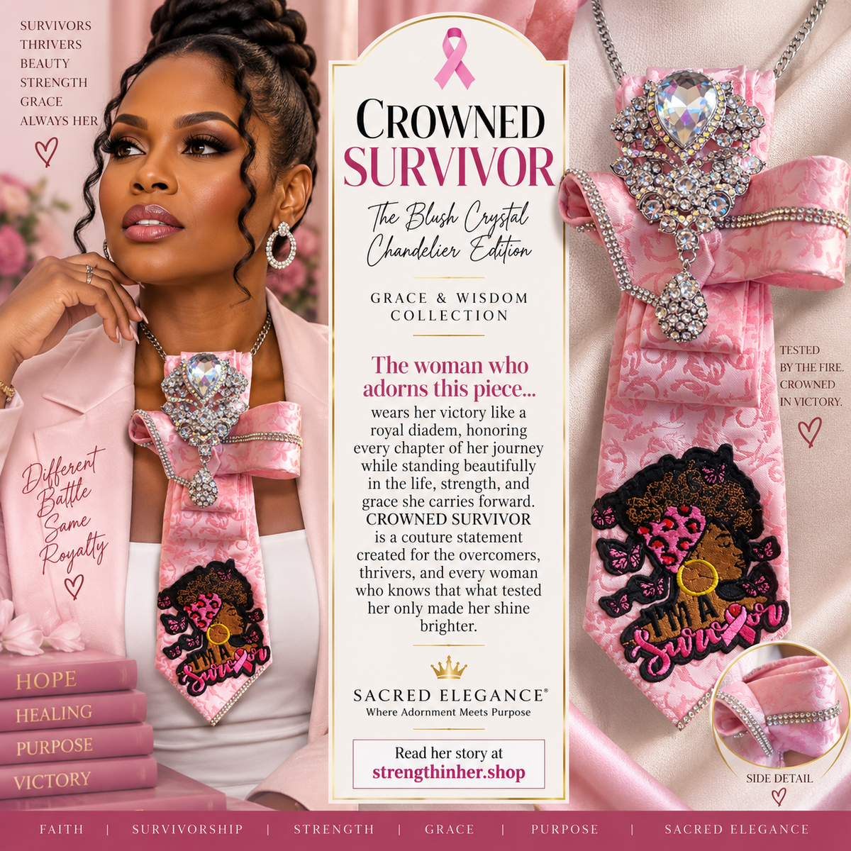 CROWNED SURVIVOR | The Blush Crystal Chandelier Edition